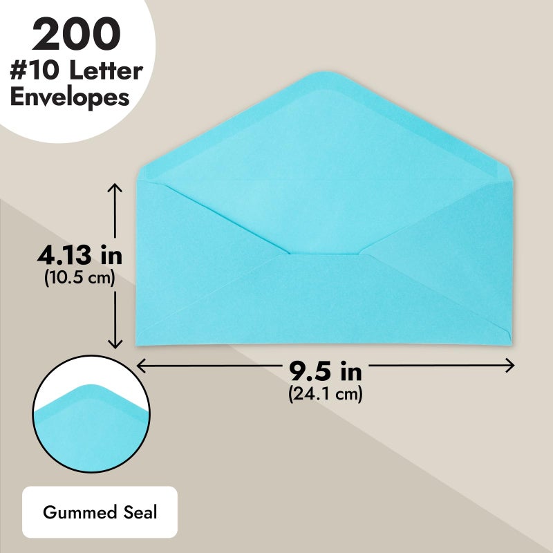 Sustainable Greetings Number 10 Letter Envelopes - Secure Gummed Seal Business, Colored & Wedding Envelopes - Party Mailers - Blue, Pack of 200, 4.125 x 9.5 In - Image 5